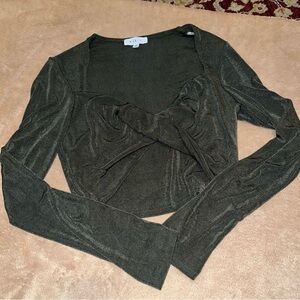 MABLE Green Long Sleeve Crop Top